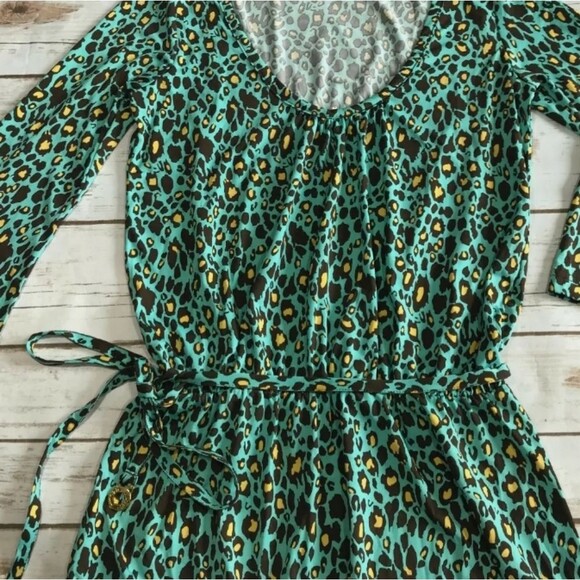 Mud Pie  Southern Tie Waist Dress Cheetah Lagoon Animal Print Size Small - Picture 6 of 10